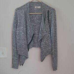 Hollister Gray Cardigan Sweater Heathered Knit